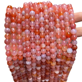 Jingde Jewelry Crveni ahat – okrugle perle, gradijent ružičastog ahata, slobodne perle za DIY narukvicu, 8 mm, Uzorak Osam Očí