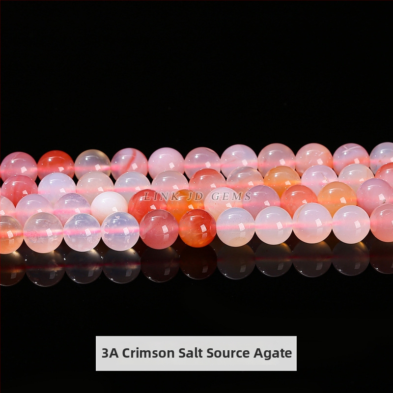 Jingde Jewelry Crveni ahat – okrugle perle, gradijent ružičastog ahata, slobodne perle za DIY narukvicu, 8 mm, Uzorak Osam Očí