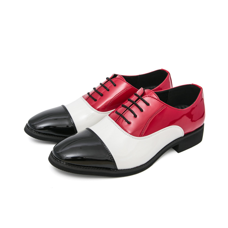 Pantofi bărbați din piele cu vârf ascuțit, stil coreean, mărime mare, britanic inspirat, pantofi eleganți-casual cu șireturi, lucioși