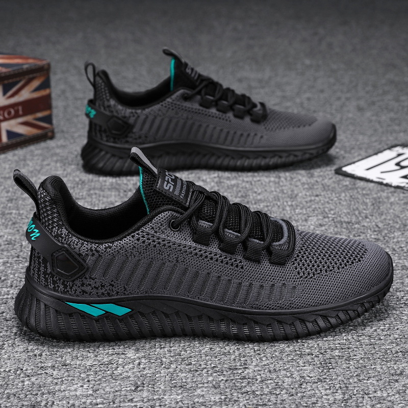 Мъжки спортни обувки 2026: летни дишащи мрежести обувки с Fly-Knit горна част, спортно-ежедневни обувки за работа, против подхлъзване