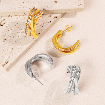 Geometrijski naušnice od titan čelika sa cirkonima za žene – lagani luksuz, vrhunski stil
