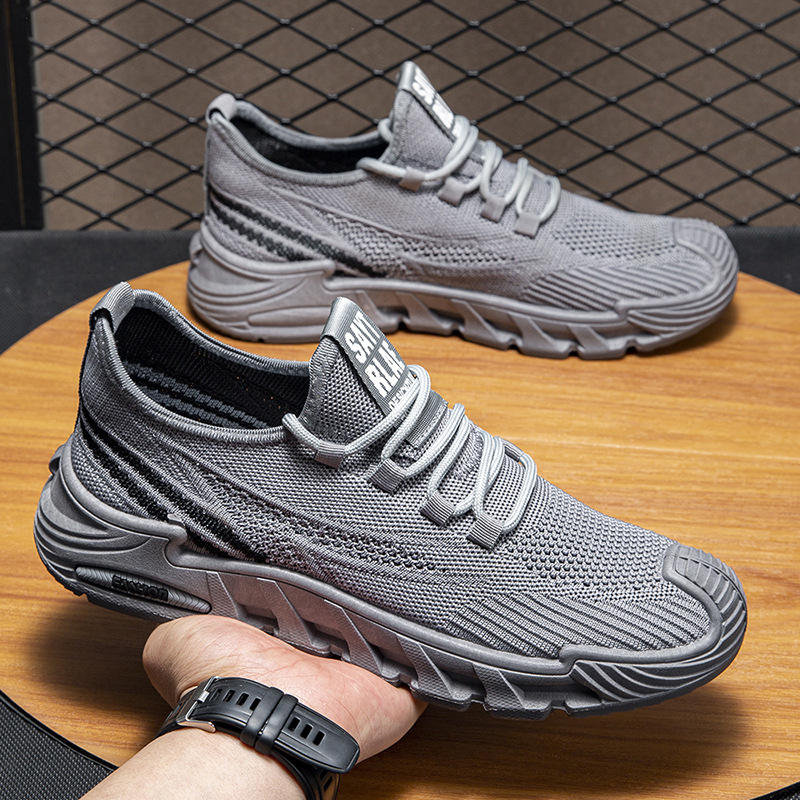 Férfiaknak Fly-Knit légáteresztő hálós sportcipő, könnyű, alacsony fazonú nyári cipő