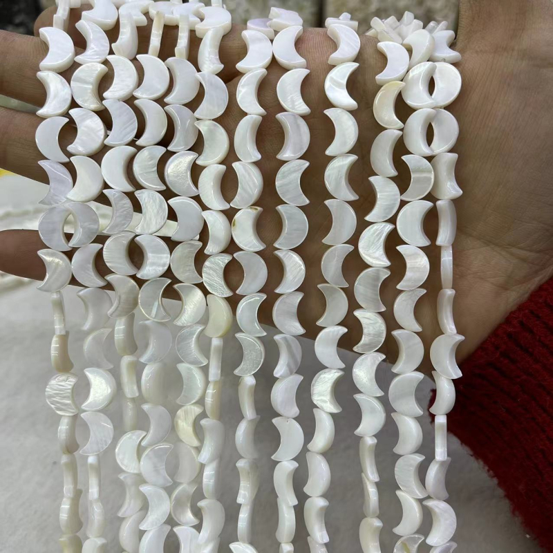 Perle od slatkovodnih školjki u obliku mjeseca, 10 mm, ravna rupa, dijelovi za DIY nakit