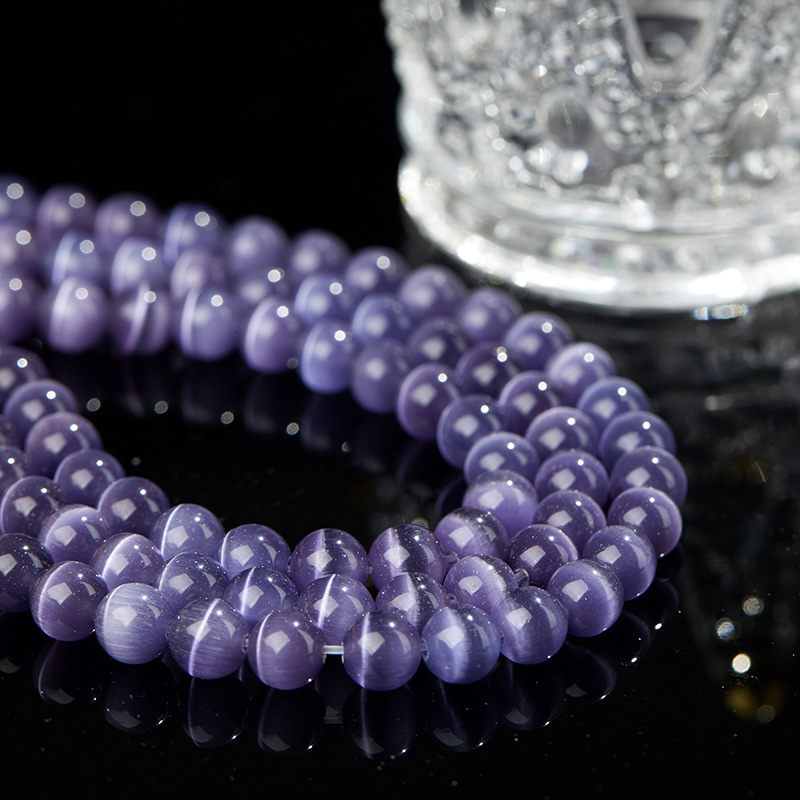 Kristalne perle mačjeg oka ljubičasto-lavande, okrugle 8 mm, DIY polugotove