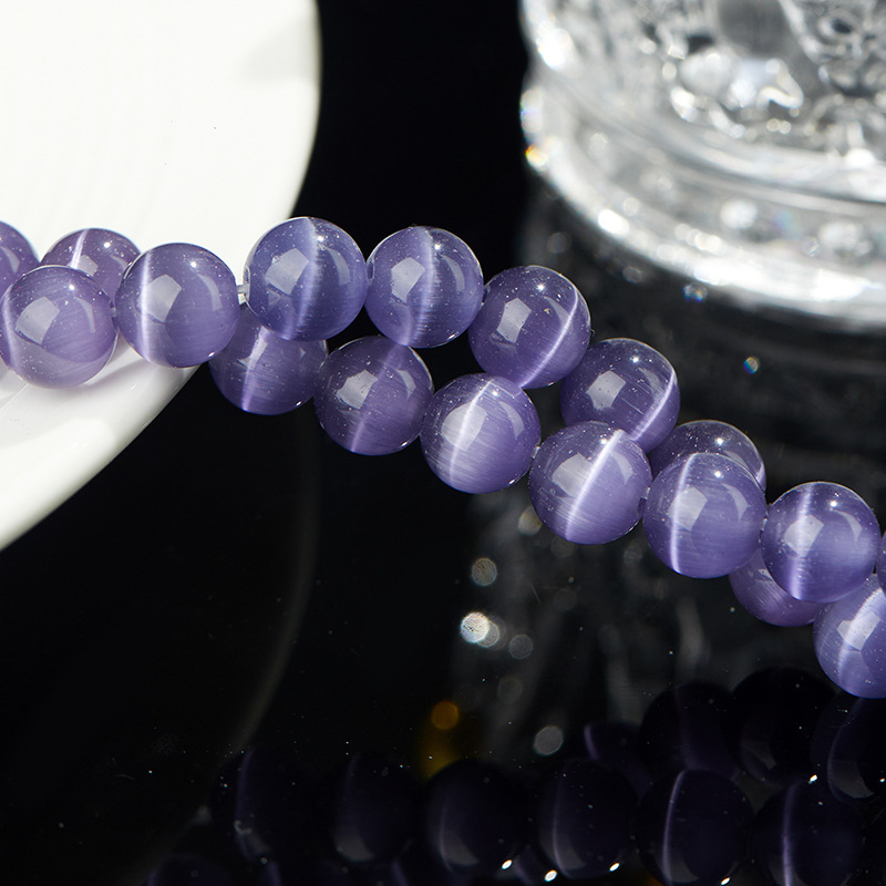 Kristalne perle mačjeg oka ljubičasto-lavande, okrugle 8 mm, DIY polugotove