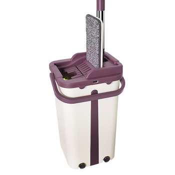 Ploški mop set s glavom od mikrovlakana 33×13 cm, nehrđajući čelični štap, teleskopska duljina 100–120 cm, suho i mokro čišćenje