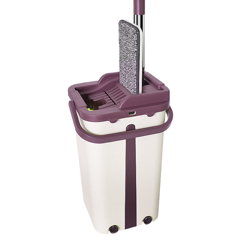 Ploški mop set s glavom od mikrovlakana 33×13 cm, nehrđajući čelični štap, teleskopska duljina 100–120 cm, suho i mokro čišćenje