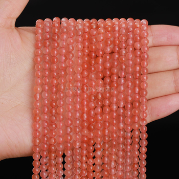 Prirodno trešnjasto crvene ahat kuglice, okrugle, za DIY nakit, komponente