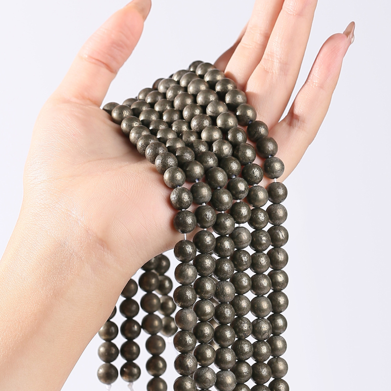 Prirodne pirite kuglične perle 8 mm – perle od rude bakra za izradu DIY nakita