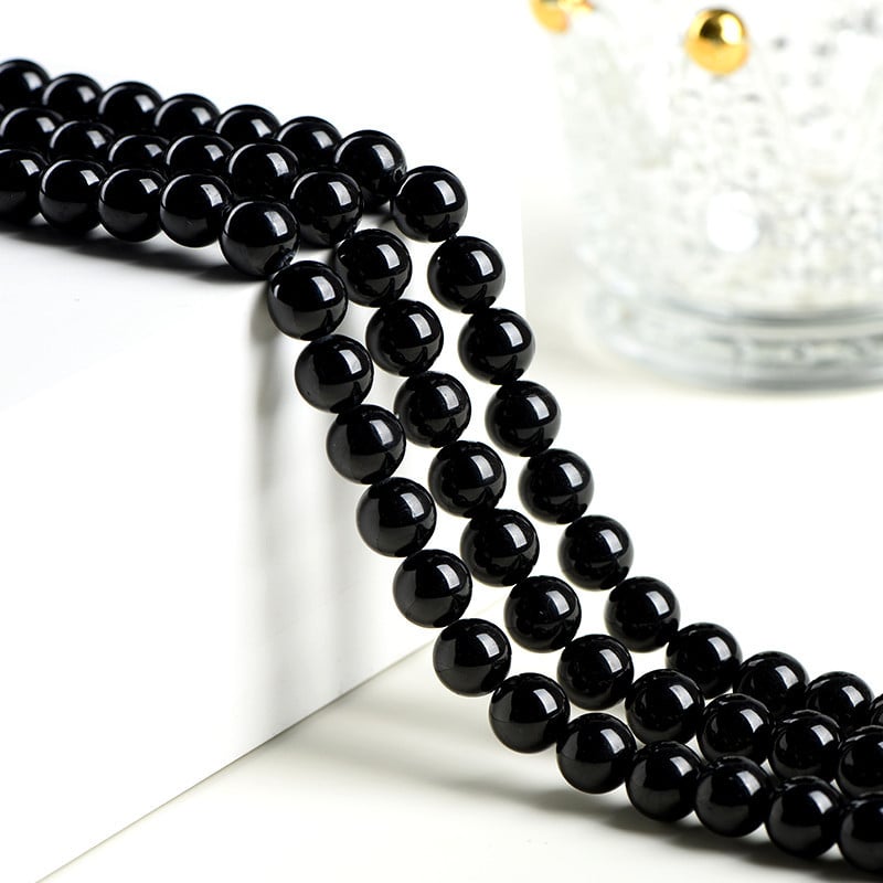 Jiuya Crystal Prirodne 7A Crne turmalinske perle za DIY nakit, labave perle, poluproizvodi