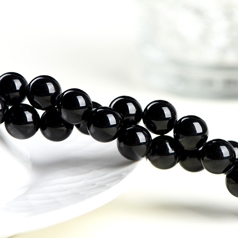 Jiuya Crystal Prirodne 7A Crne turmalinske perle za DIY nakit, labave perle, poluproizvodi