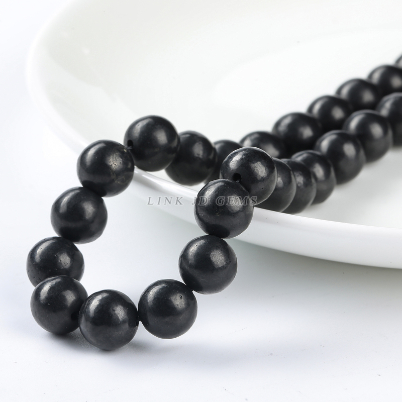 Prirodni kristal grafitni kamenčići – okrugle perle 8 mm, perforirane, za DIY nakit, poluproizvodi