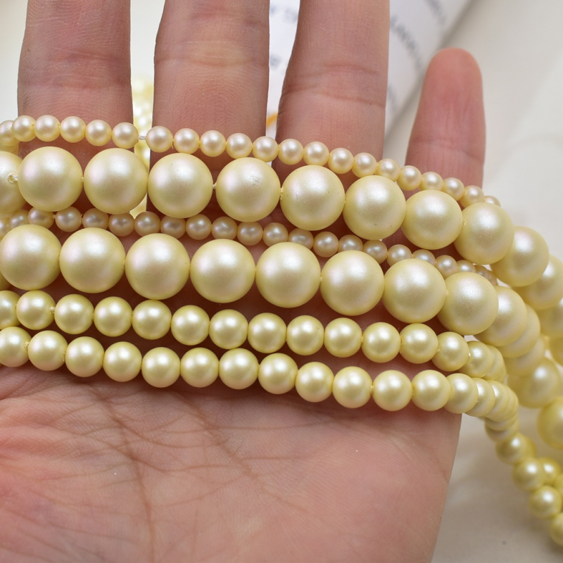 4-10 mm matirane staklene perle svijetlo žute boje za DIY nakit – komponente ogrlice