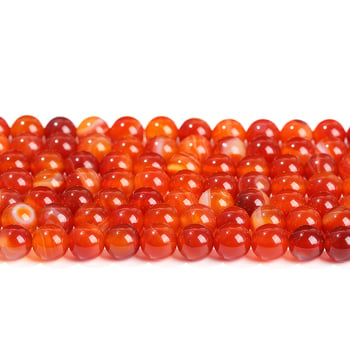 Jingde Jewelry Ahat s crvenim prugama, okrugle perle obavijene svilenom – Labave perle za DIY nakita, komponenti za narukvicu, poluproizvodi