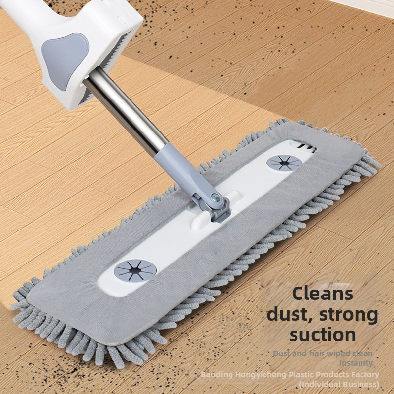Chenille plosnati mop za drvene podove, bez dodira rukama, debele dlačice, duge dlačice, glava 45 cm, čišćenje u jednom koraku