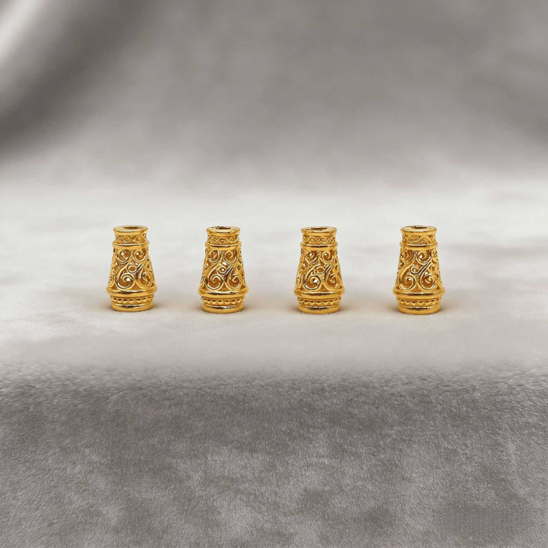Zlatom pokovovan bakreni Bodhi privjesak s Tang Grass uzorkom, za DIY buddhističke koraljice/narukvica s crvenim užetom, 10 mm