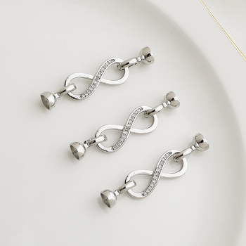 14K aranyozott bevonat, színtartó cirkóniával, nyolcas alakú zár, hosszabbítóval a gyöngy karkötőhöz és nyaklánchoz – DIY ékszerkiegészítő