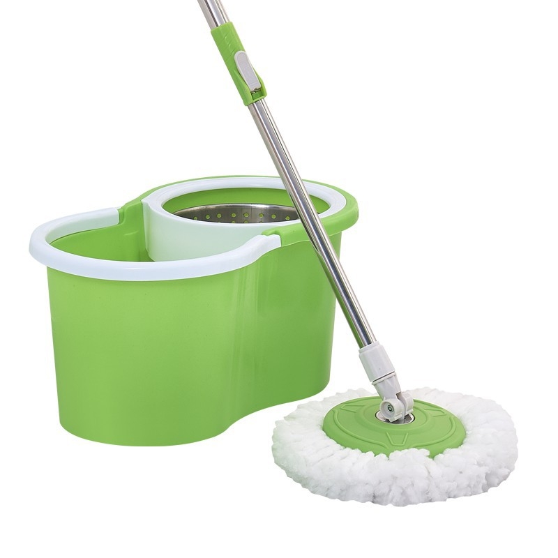 Prilagođeni kućni okretni mop s dvostrukim pogonom, kofa osmerokutnog oblika i dvije glave za mop – set kante s ručnim isisavanjem.