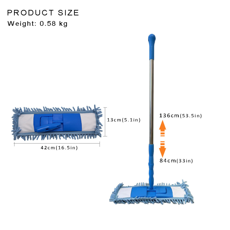 Chenille mop s produženom ručkom, dugi plosnati mop s tkaninom od mikrovlakana za kućno čišćenje podova