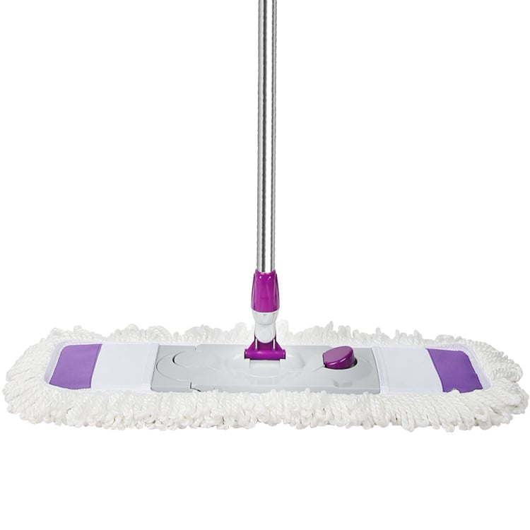 Ploški mop s rotirajućom krpom od mikrofibre i teleskopskom ručkom od nehrđajućeg čelika, glava 65×25 cm, boje: ljubičasta, plava, plavo-bijela