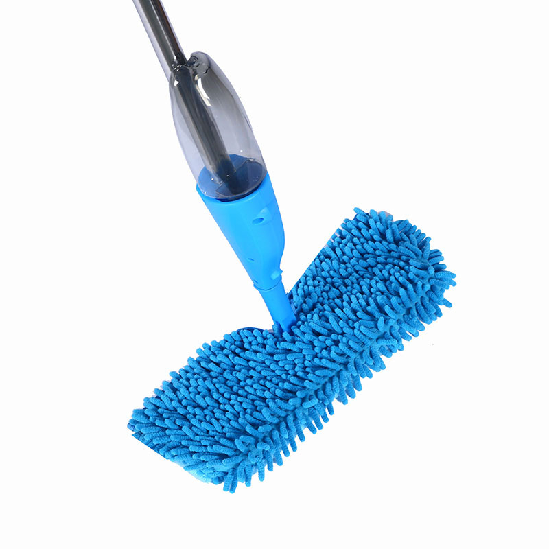Dvostrani ravni mop za mokro i suho čišćenje drvenih podova, s raspršivačem, mikrovlakna glava, inox teleskopska ručka – 130 cm