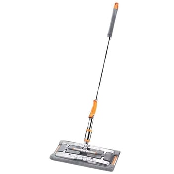 Ploški mop s klipsom i krpom, 2024 novi model, teleskopska duljina 80–130 cm, ručka od nehrđajućeg čelika, Coral fleece krpa, za hotelsko čišćenje