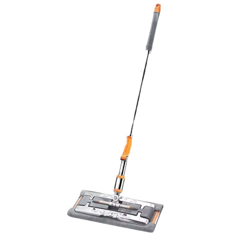 Ploški mop s klipsom i krpom, 2024 novi model, teleskopska duljina 80–130 cm, ručka od nehrđajućeg čelika, Coral fleece krpa, za hotelsko čišćenje