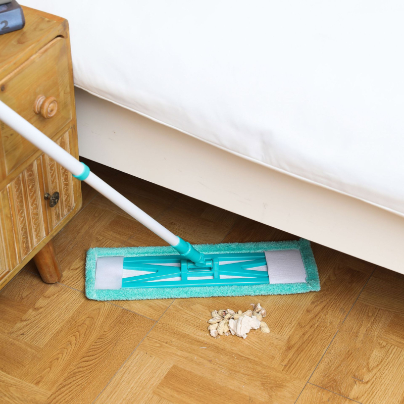 Ploški mop s X-oblikom glave za kućnu upotrebu, koralni velur, ultra-fina vlakna, teleskopska drška 69/120 cm