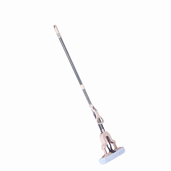 Ravan mop sa špongom i pamukom, apsorbira vodu, čišćenje kupaonice, ružičasta, teleskopska drška 130 cm
