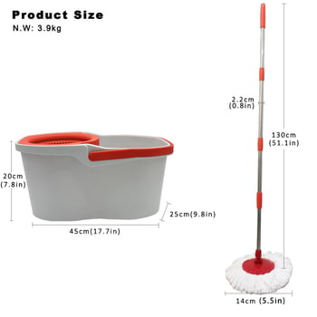 Sve-u-jednom prijenosni okretni mop set s produženom drškom od 130 cm i lakom kantom od 620 g