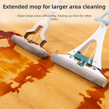 Prilagođeni veliki mop promjera 38 cm za kućnu upotrebu, pranje bez dodirivanja, spužvasti mop, dvostruka primjena za suho i mokro, produživač ručice