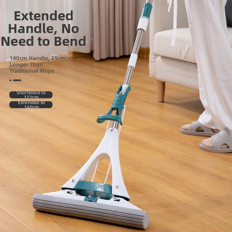 Prilagođeni veliki mop promjera 38 cm za kućnu upotrebu, pranje bez dodirivanja, spužvasti mop, dvostruka primjena za suho i mokro, produživač ručice