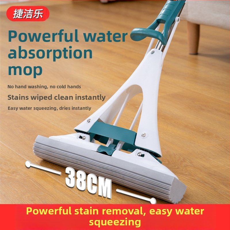 Prilagođeni veliki mop promjera 38 cm za kućnu upotrebu, pranje bez dodirivanja, spužvasti mop, dvostruka primjena za suho i mokro, produživač ručice