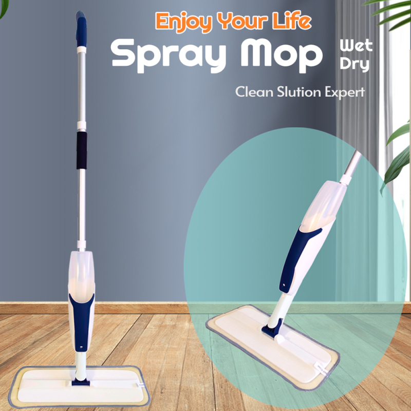 Spray mop za drvene podove – mokro i suho čišćenje bez korištenja ruku, glava od mikrovlakana, aluminijska ručka, duljina 126 cm