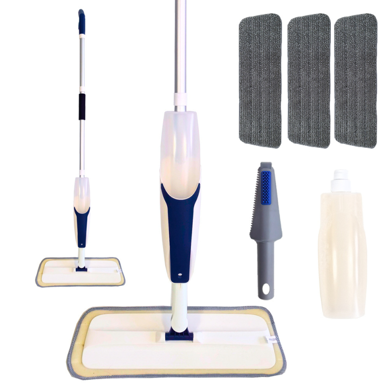 Spray mop za drvene podove – mokro i suho čišćenje bez korištenja ruku, glava od mikrovlakana, aluminijska ručka, duljina 126 cm