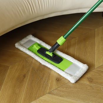 Veliki ravni mop za mokro i suho čišćenje, glavom od mikrovlakana, teleskopskom drškom 130 cm