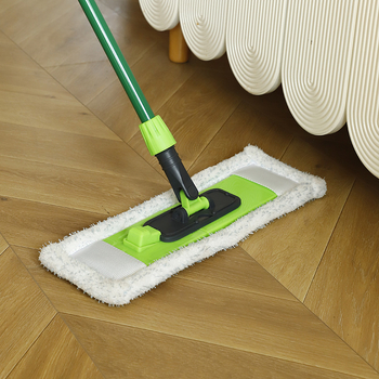 Veliki ravni mop za mokro i suho čišćenje, glavom od mikrovlakana, teleskopskom drškom 130 cm