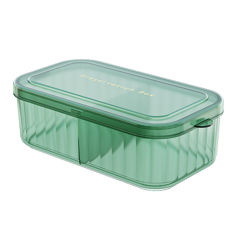 Prozirna plastična kutija za pohranu grickalica i voća, za kuhinju i hladnjak, s podijeljenim pretincima i poklopcem koji se otvara, 19×9.8×6 cm, bijela.