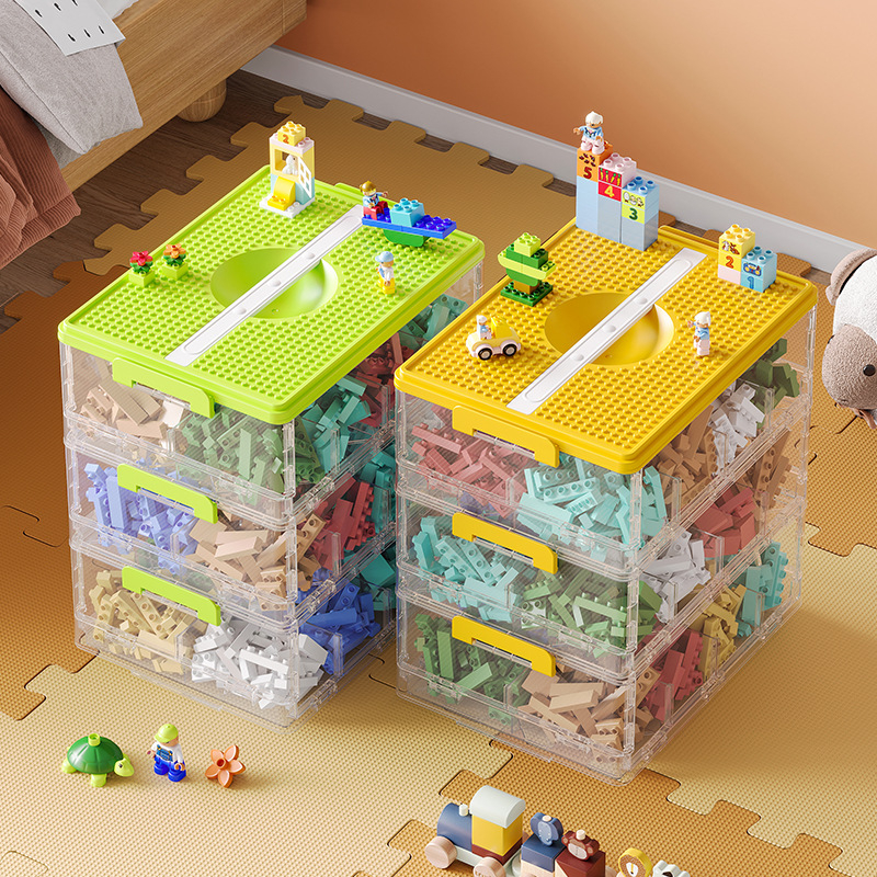 Prozirna plastična kutija za pohranu građevinskih blokova, višeslojna s pregradnim odjeljcima, LEGO-kompatibilna