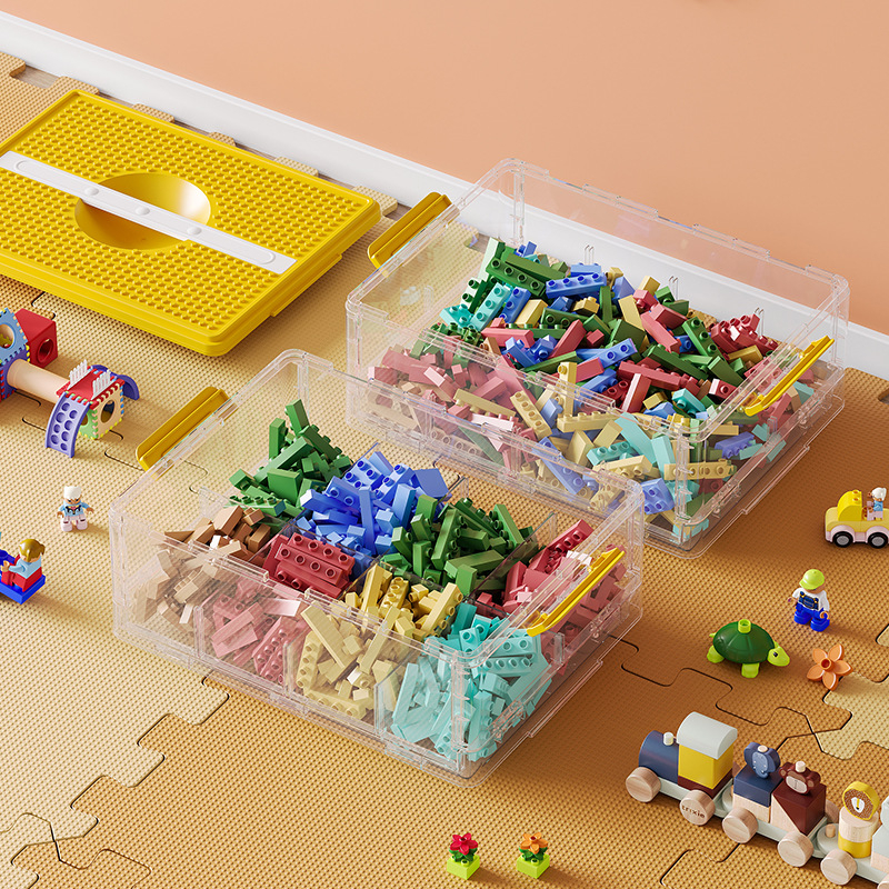 Prozirna plastična kutija za pohranu građevinskih blokova, višeslojna s pregradnim odjeljcima, LEGO-kompatibilna
