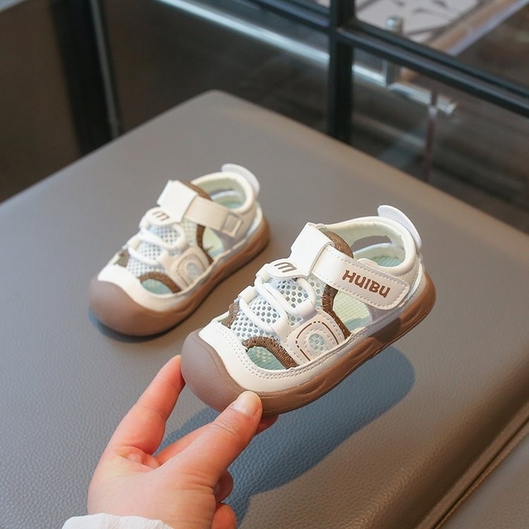 Unisex cipele za bebe i malu djecu, ljeto 2026 — mekana potplata, zatvoren prst, prozračni mrežasti gornji dio, Velcro zatvarač, sandale za plažu