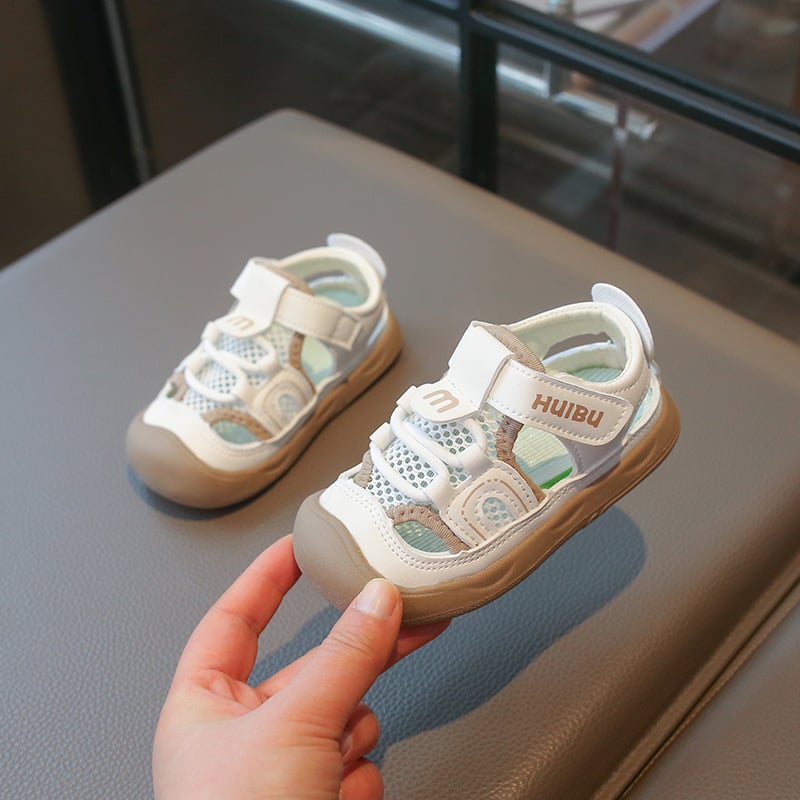 Unisex cipele za bebe i malu djecu, ljeto 2026 — mekana potplata, zatvoren prst, prozračni mrežasti gornji dio, Velcro zatvarač, sandale za plažu