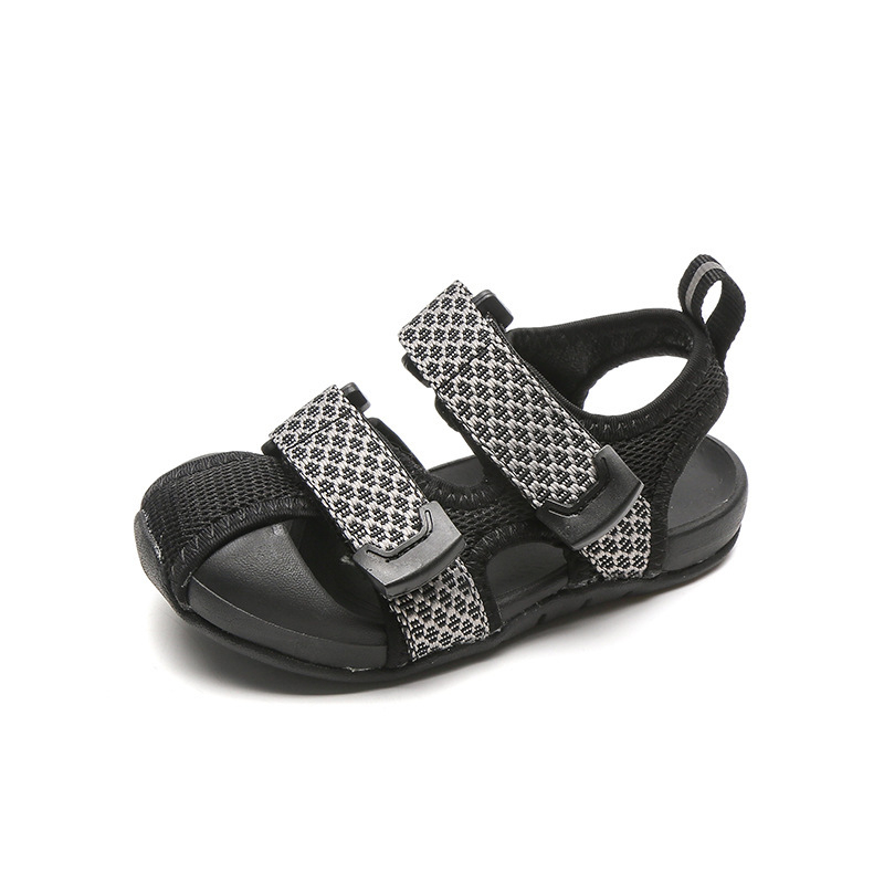 Dječje ljetne sandale s zatvorenim prstom, korejskog stila, prozračne, protuklizne, mekana podloga, kopča na Velcro, za malu djecu