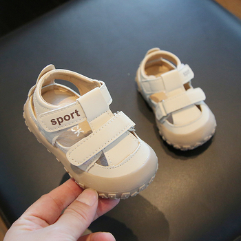 Dječje ljetne sandale s zaštitom prstiju, s Velcro zatvaračem, niska gornja linija, britanski stil