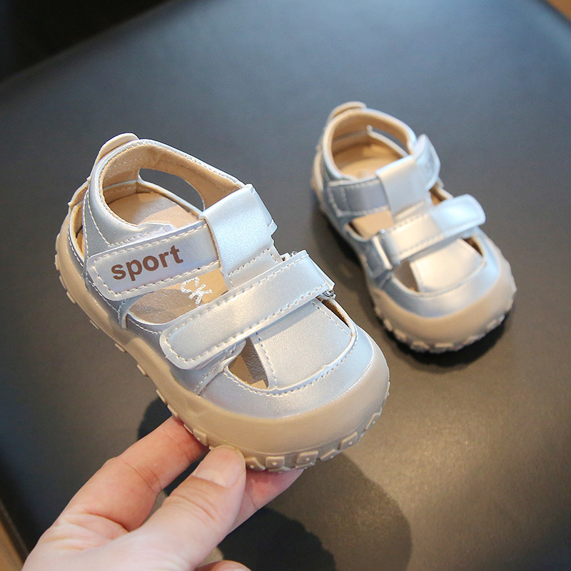 Dječje ljetne sandale s zaštitom prstiju, s Velcro zatvaračem, niska gornja linija, britanski stil