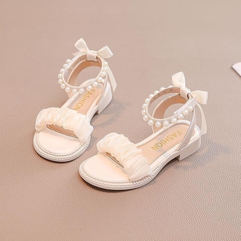 Dječje princezinske sandale s Velcro kopčom, mekano potplato, PU gornji dio, jednobojne, korejski stil
