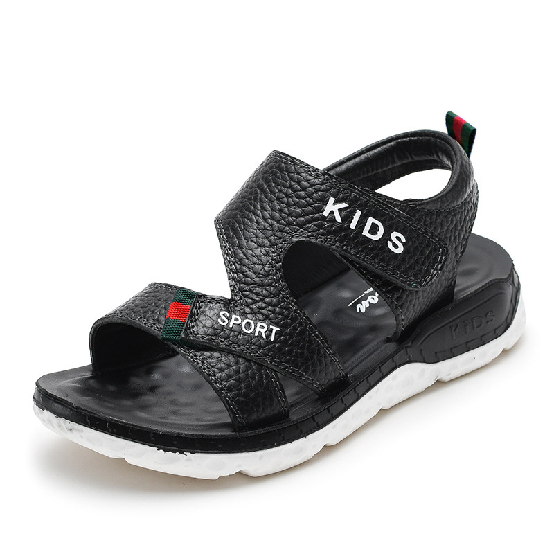 Dječje sandale s Velcro kopčom, korejskog stila, gornji dio od kože goveda, PU đon, ljetne papuče za dječake 4–12 godina
