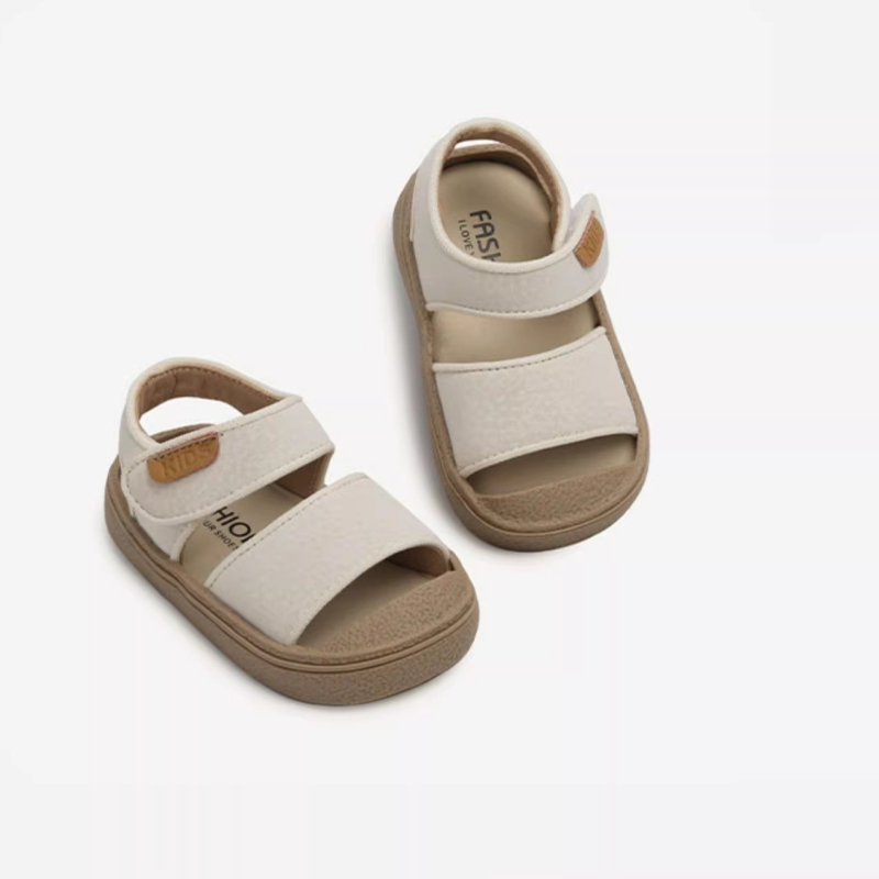 Unisex dječje sportske sandale za bebe i djecu, ljeto 2026, zatvoren prst, gumeni potplat, Velcro, PU gornji dio, jednobojno