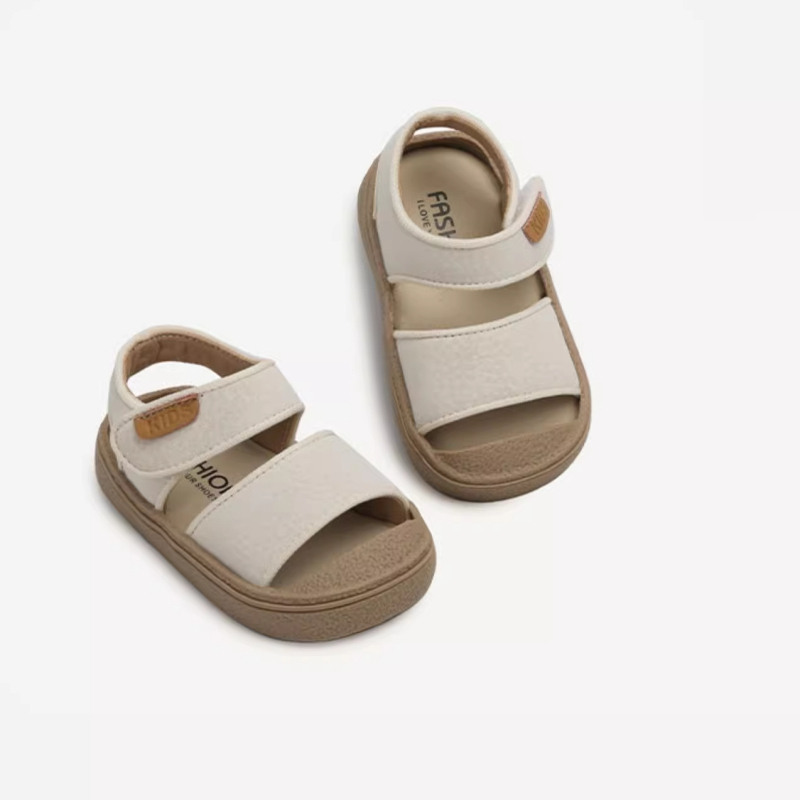 Unisex dječje sportske sandale za bebe i djecu, ljeto 2026, zatvoren prst, gumeni potplat, Velcro, PU gornji dio, jednobojno