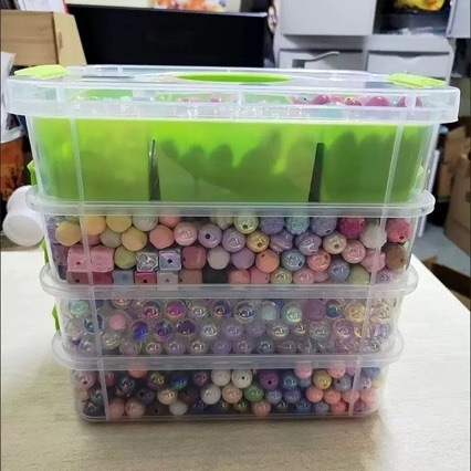 Plastična kutija za pohranu s pretincima i poklopcem za perle, LEGO kockice i sitne dijelove – kapacitet 2 L